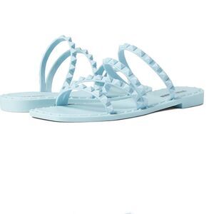 BRAND NEW WILD DIVA JELLY TRIPLE STRAP STUDDED SLIP-ON WOMEN"S SANDAL